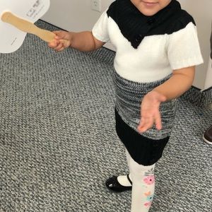 sweater dress with matching hand & arm warmers